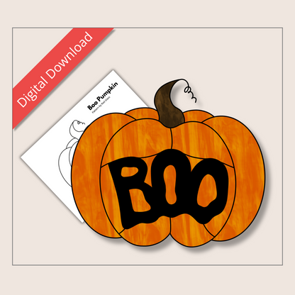 Boo Pumpkin Stained Glass Pattern • PDF • Digital Download • Halloween